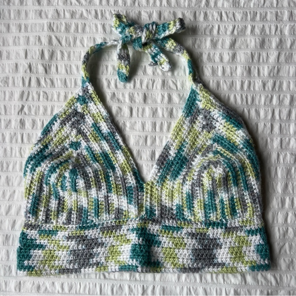 Hand Made Crochet Halter Crop Top, S